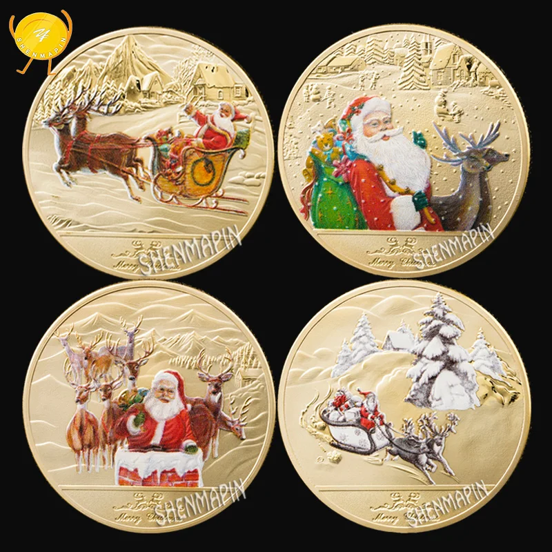 Счастливого Рождества памятная монета Санта-Клаус направляйте сани и палевый