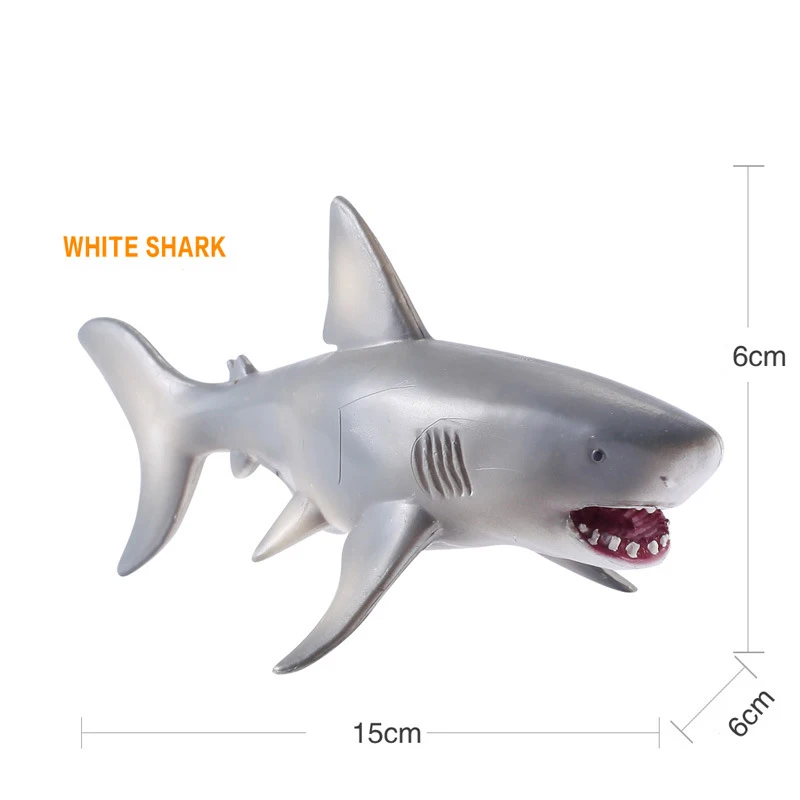 White Shark Модель морского животного твердых реальная жизнь Акула кит дельфин игрушки детей раннего образования Развивающие игрушки для детей подарок GF139 - Цвет: White Shark