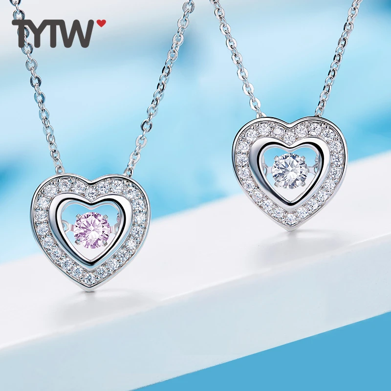 TYTW танцующий камень женское ожерелье с цирконом AAA модное ожерелье Латунное покрытие Rhoidum танцевальное ожерелье