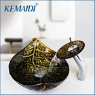 Смеситель для умывальника, из закаленного стекла, ручная роспись