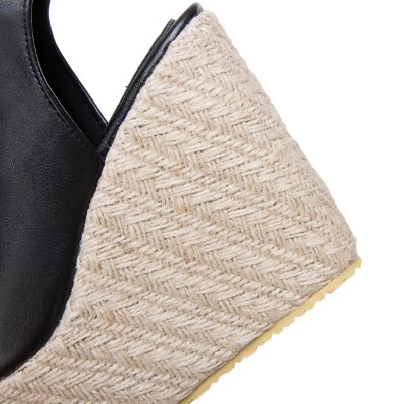 FITWEE босоножки на танкетке Женская обувь однотонные Цвет высоком каблуке с