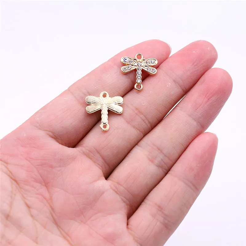 22 10pcs Dragonfly Все 10 шт золотые ювелирные изделия аксессуары животных завод Стразы шармы-соединители для самостоятельного изготовления ювелирных изделий Ювелирные компоненты - Цвет: 22 10pcs Dragonfly