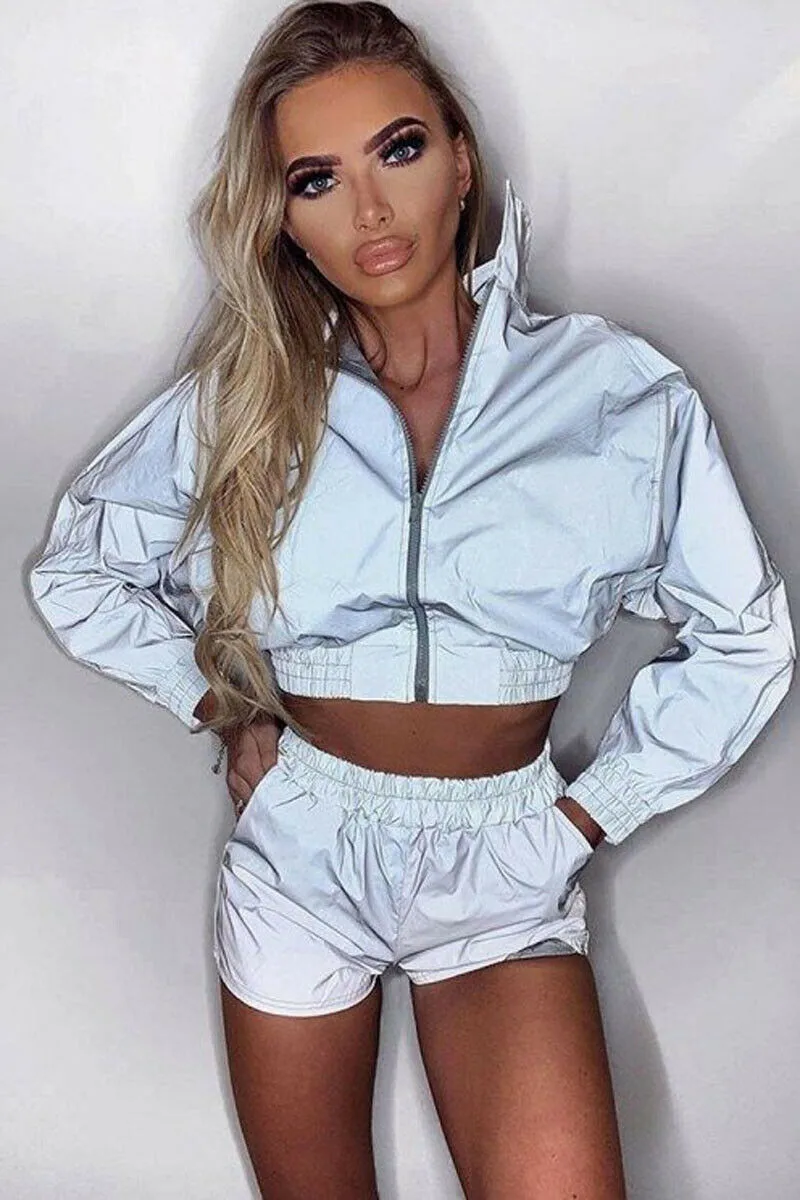 

Женский летний спортивный костюм S-2XL, куртка на молнии, шорты, Повседневная Клубная одежда, спортивные куртки