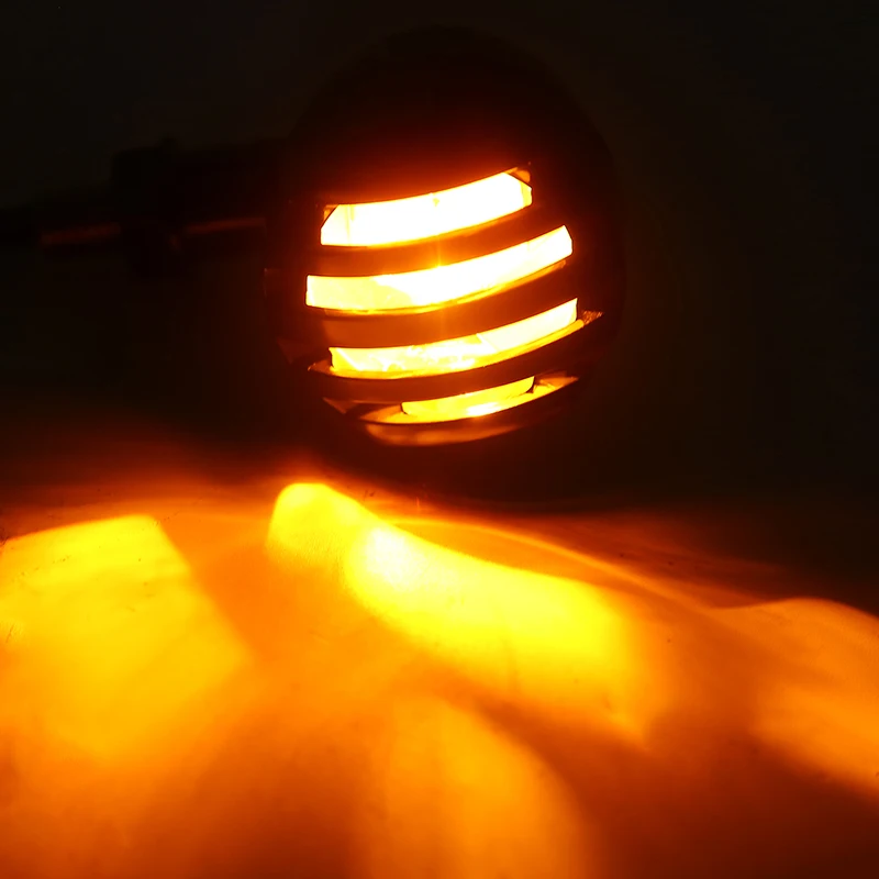 4 шт. мотоциклетный Ретро черный гриль желтая лампочка светодиодный указатель