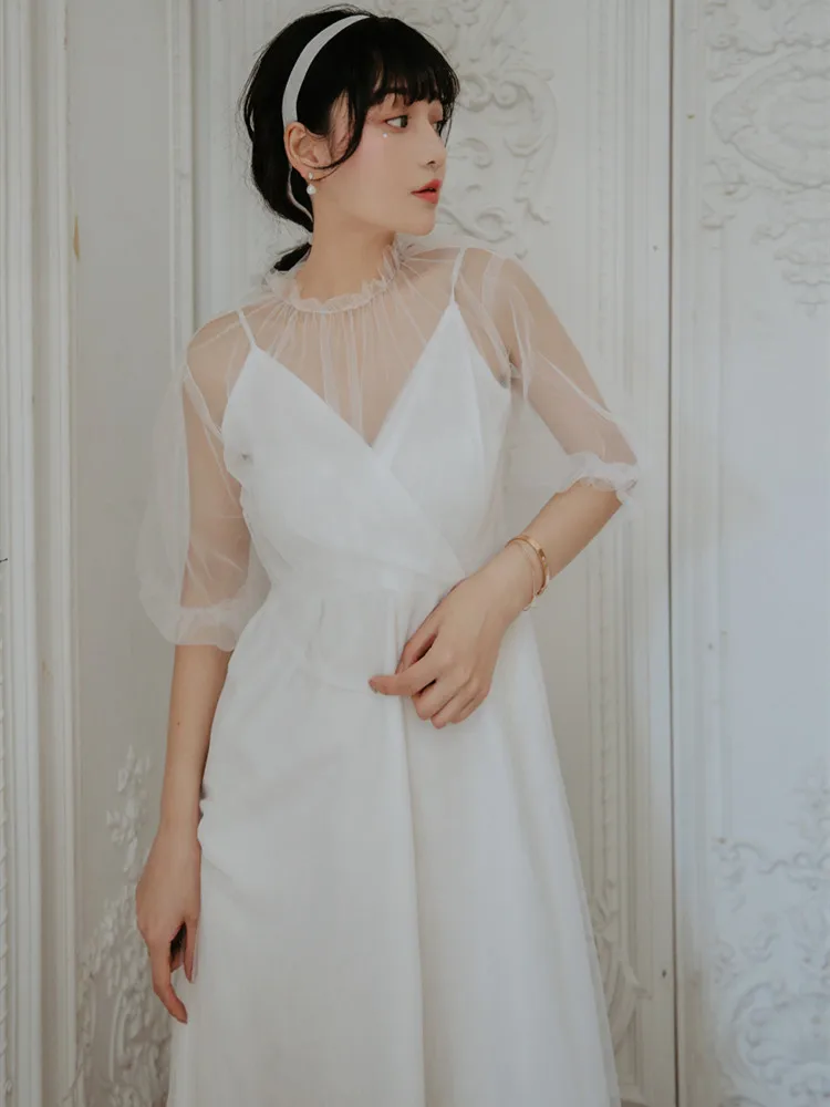 2019 Новое модное женское платье из двух частей французское Ретро белое на