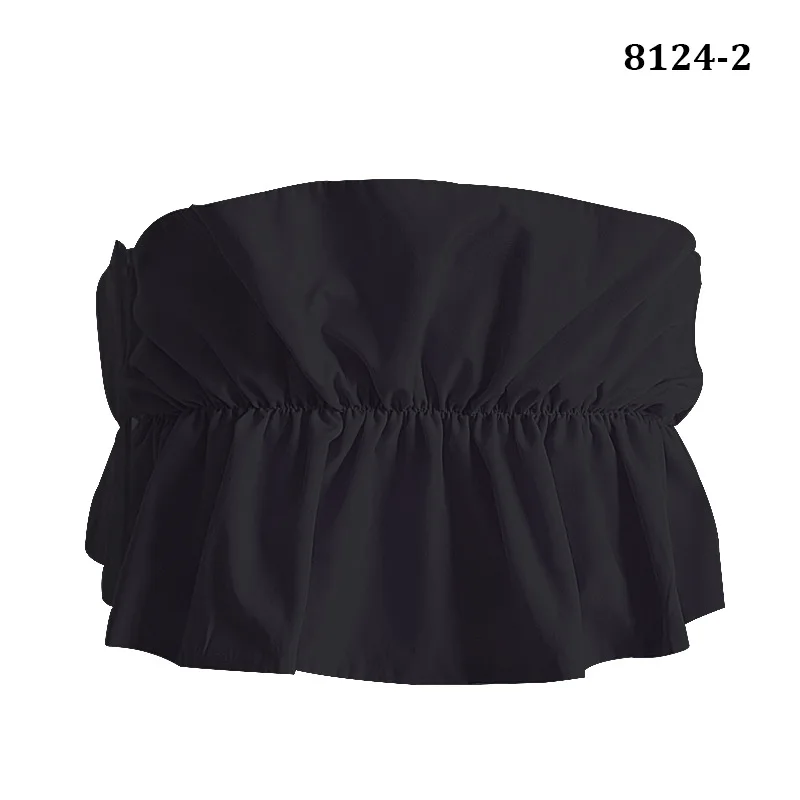 Женский укороченный Топ без бретелек с рюшами повседневный однотонный топ