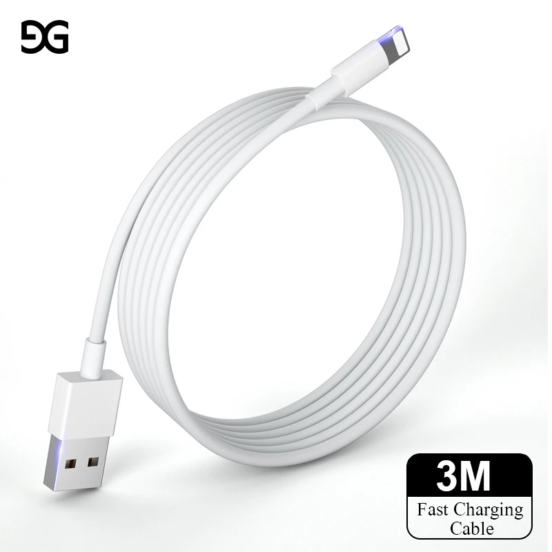 USB кабель для iPhone 3 м 2 1 А быстрой зарядки Xs Max Xr X 8 7 6 Plus 6s 5 s кабели iPad|Кабели