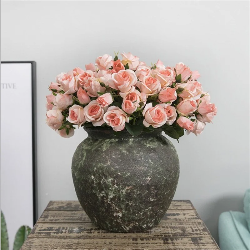 15 бутонов искусственных шелковых роз букет цветов для дома гостиной аксессуары