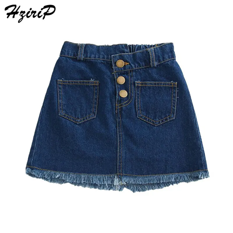 HziriP 2019 популярная летняя трапециевидная простая короткая детская джинсовая мини