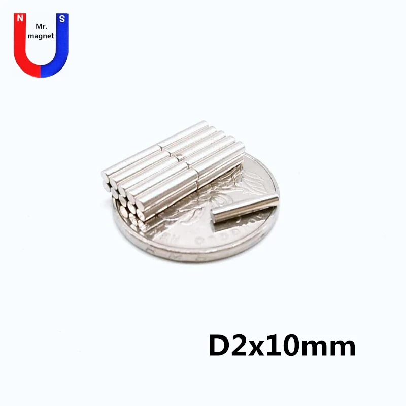 50pcs 2x10 strong magnet D2*10mm Mini small magnetic bar magnets 2x10 mm neodymium magnet powerful permanent round NdFeB