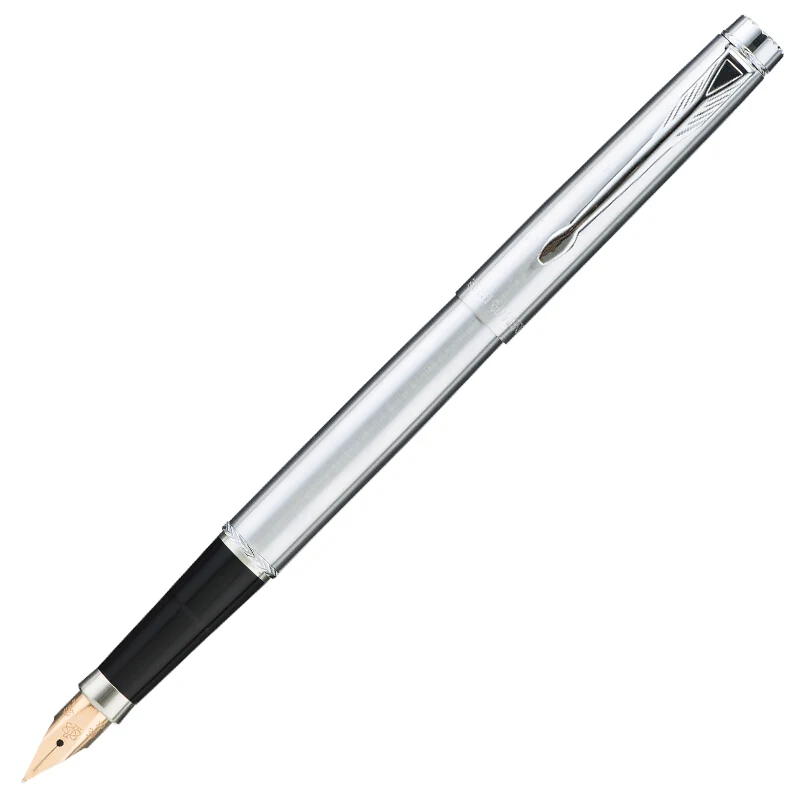 Ручка перьевая Hero 200A из коллекции золота 14 к полностью стальная Серебристая с