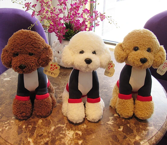 

Super cute 1pc 30cm cartoon T-shirt Poodle Teddy dog soft plush doll hold pillow stuffed toy children Valentine's Day gift