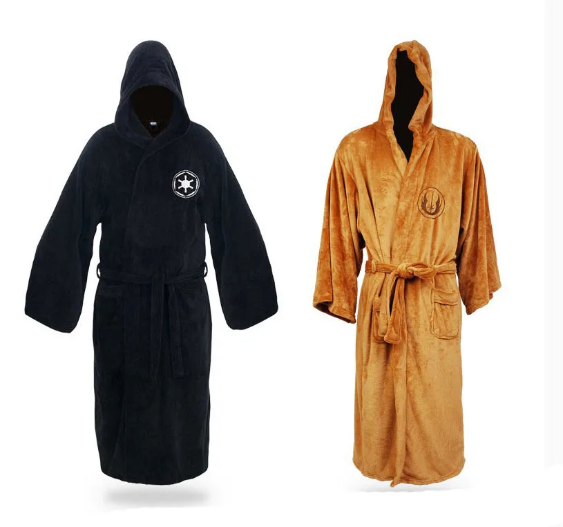 Jedi Knight Делюкс Банный Халат Карнавал Косплей Костюм Черный Коралловый Флис