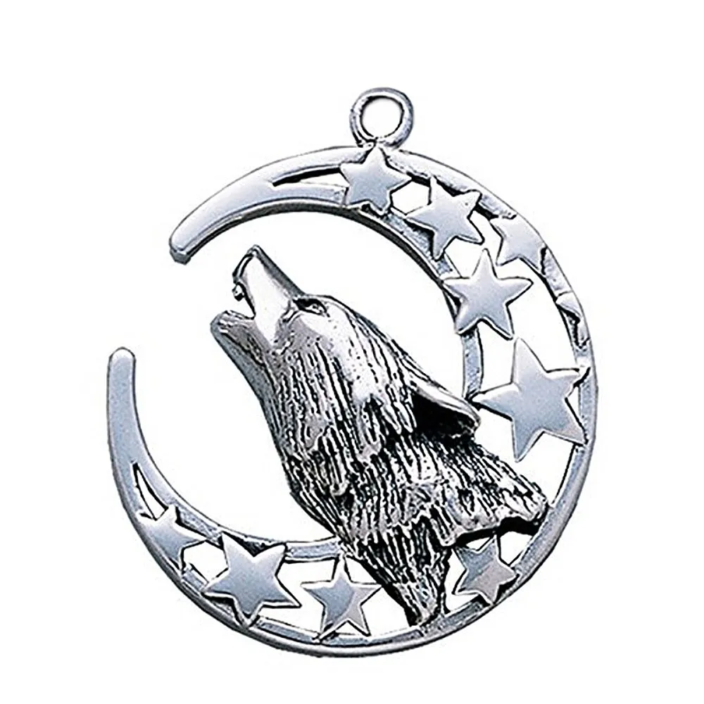 Античное серебряное покрытие колдовство серия Wicca Луна и звезда волк подвески в