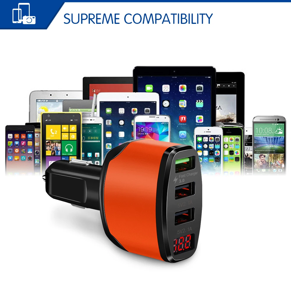 Автомобильное зарядное устройство Powstro 3 0 USB 4 2 А быстрая зарядка Вольтметр для