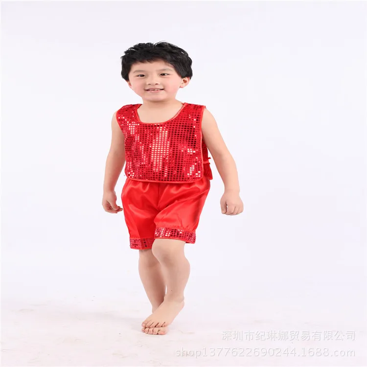 Детское платье с блестками для сцены юбка девочек и мальчиков костюм