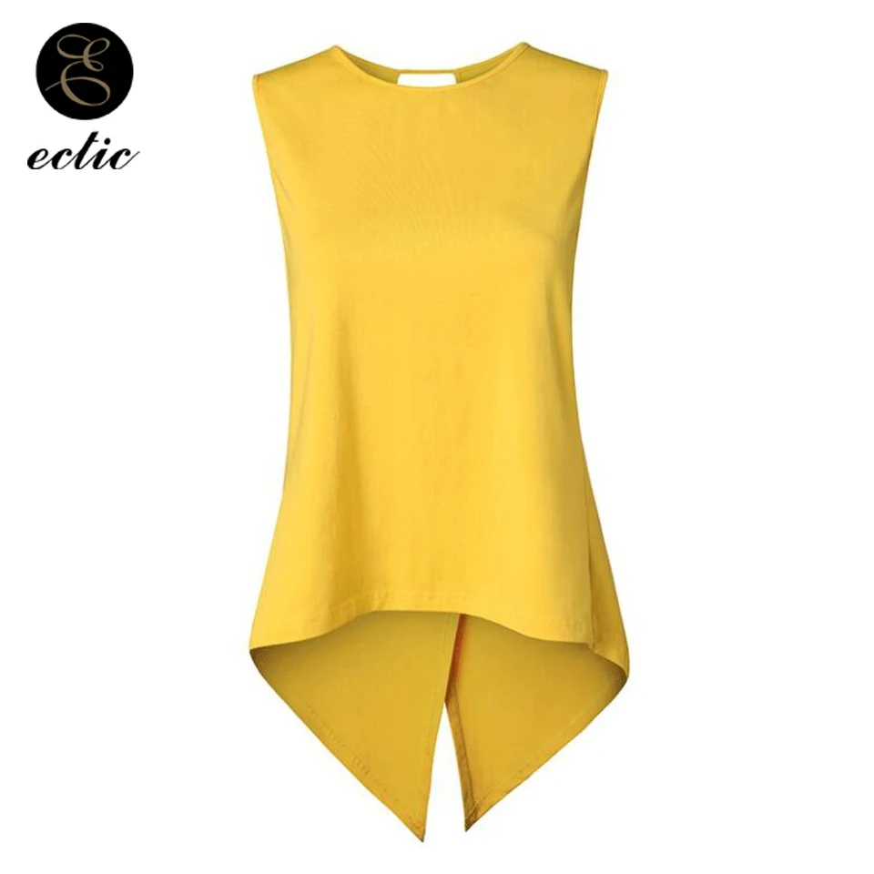 

Asymmetrical Vest Debardeur Femme Sexy Shirt Tail Tight Top Women Fashion Split Back Top Vetement Femme 2021 Yellow Crop Top