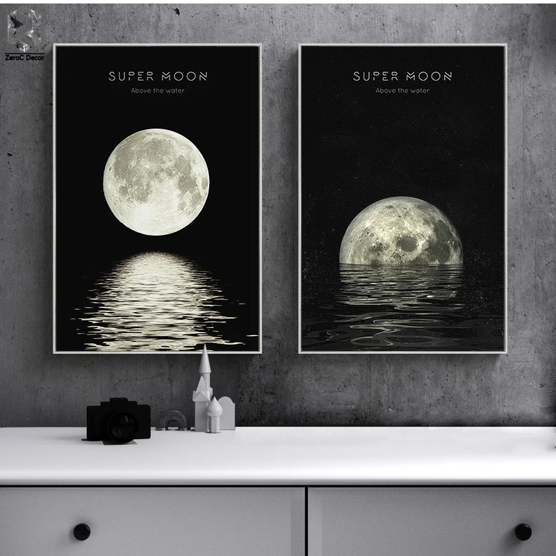 ZeroC Super Moon настенная Художественная печать и постер скандинавский холст