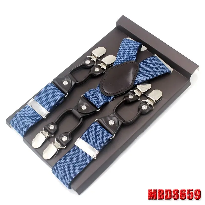 MBD8659 Мужские подтяжки на подтяжках, Эластичные подтяжки, Модные 6 клипсов, брюки в западном стиле, мужские подтяжки, свадебные аксессуары, sangle MBD8608 - Цвет: MBD8659