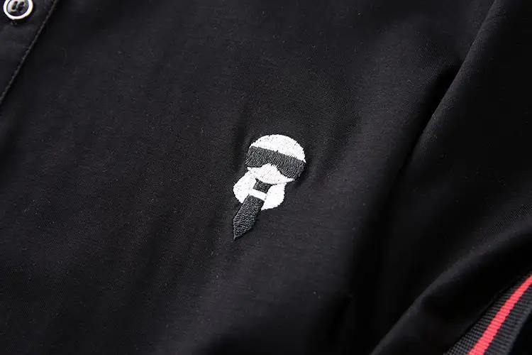 Новинка 2019 Мужская модная рубашка поло с вышивкой из кожи хип-хоп скейтборд