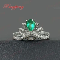 925 silver inlaid natural emerald ring women luxury and generous green