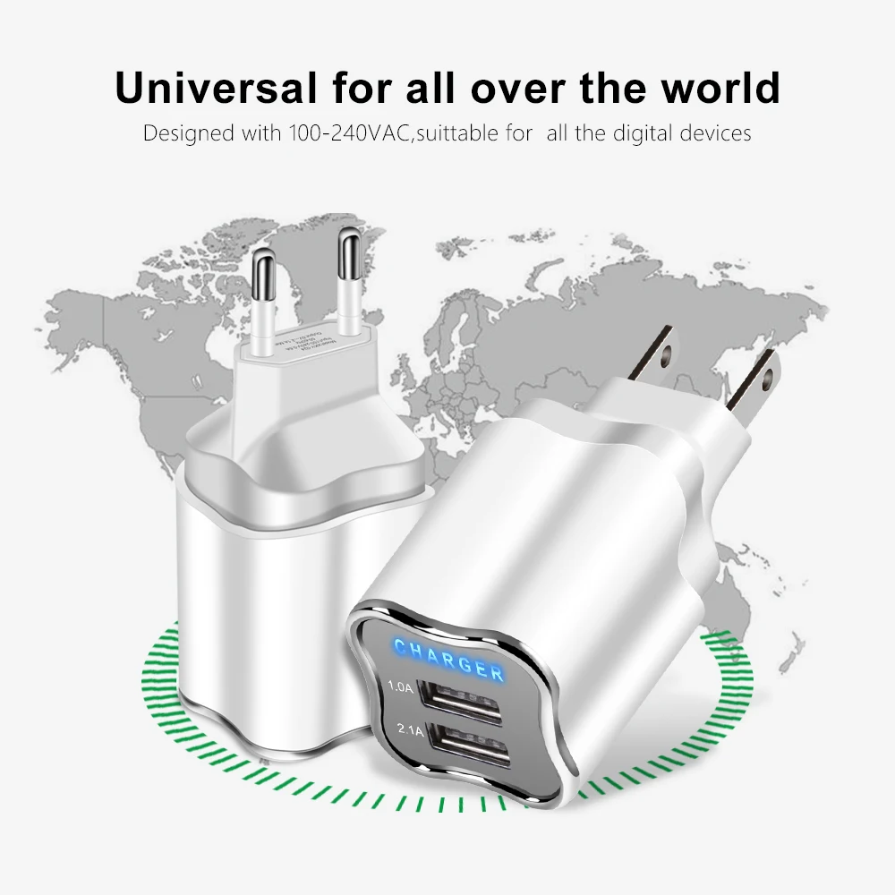 USB Зарядное устройство 5V 2A мобильного телефона 2 порта ЕС/штепсельная вилка американского стандарта дорожное настенное зарядное Зарядное устройство адаптер для iPhone iPad samsung Xiaomi Зарядка для телефона планшета