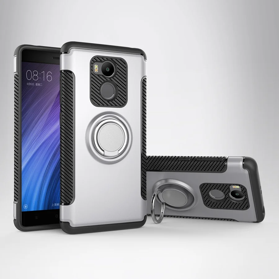 Silver Чехол UTOPER для Xiomi Xiaomi Redmi 4 Pro prime, мягкий силиконовый Жесткий чехол из поликарбоната с кольцом для Xiaomi Redmi 4Pro, чехол s - Цвет: Silver
