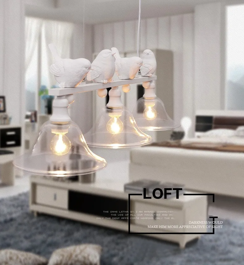 Современная и Узорчатая сельская Скандинавская ресторанная лампа droplight три креативных личностных бара светодиодные лампы птицы droplight