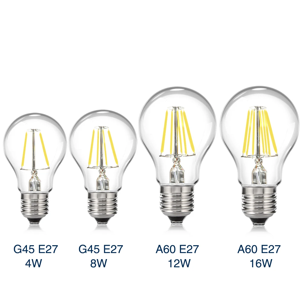 TSLEEN Винтаж COB E27 светодиодный светильник Edison лампада светодиодный лампы 110V 220V G45 A60 ST64 нити светильник 4 Вт 8 Вт 12 Вт 16 Вт Ретро светильник ампулы