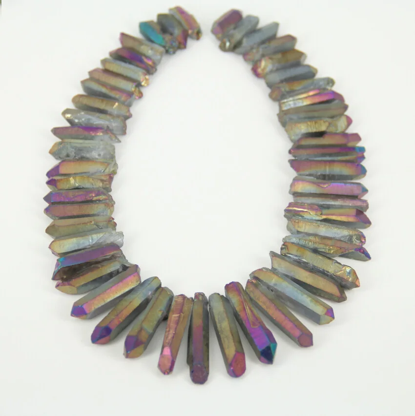 Ожерелье с кристаллами объемный бисер из натурального титана | Украшения и