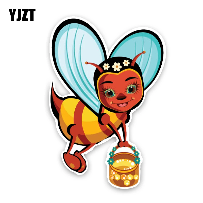 YJZT 11.8CM17.5CM интересный прекрасный мультфильм пчелы цветной ПВХ автомобиль стикер