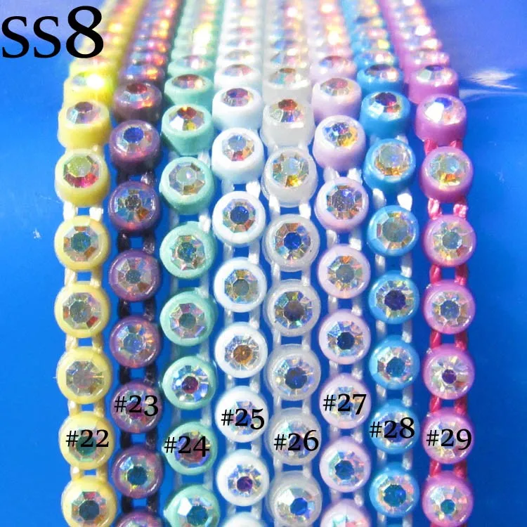 Индеец бисером отделка стразами AB Кристалл Rhinestone полосы 10 метров/карта SS8