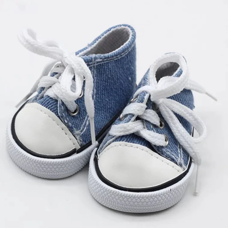 Jeans 43 см; обувь для новорожденных; парусиновые кроссовки на шнуровке; цвет белый, черный, зеленый, розовый, красный; обувь для девочек высотой 18 дюймов; Аксессуары для кукол - Цвет: Jeans