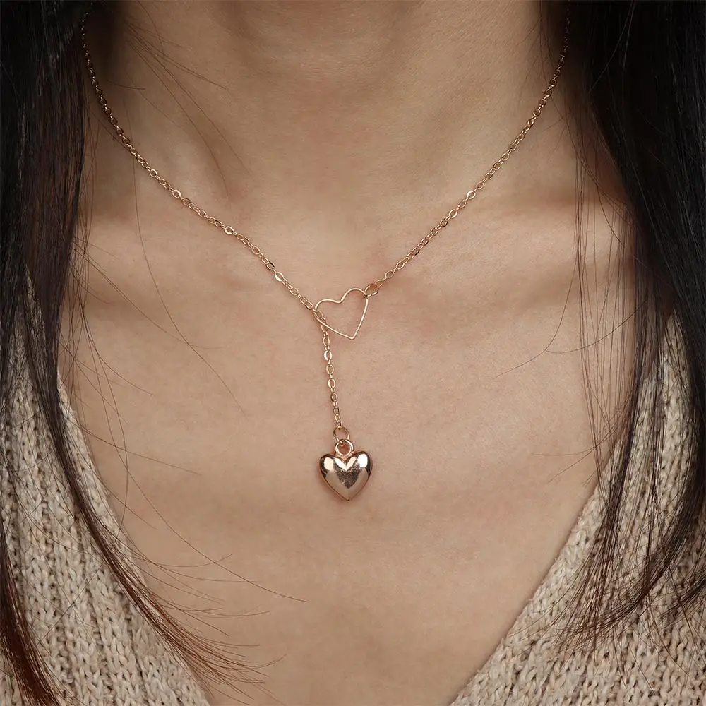 Персиковое ожерелье в форме сердца простой кулон любовь сердце Свадебный