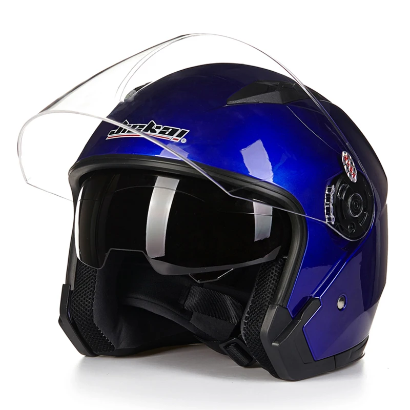 

JIEKAI мотоциклетный шлем с открытым лицом, винтажные шлемы для мотокросса с двойными линзами