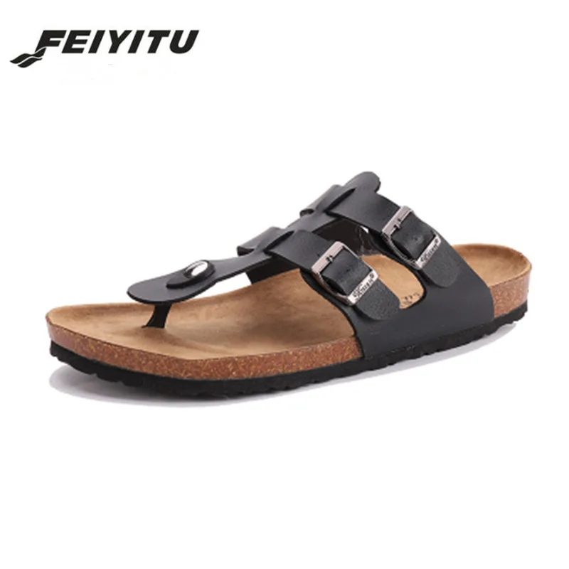Мужские повседневные сандалии FeiYiTu модная пробка шлепанцы унисекс пляжные
