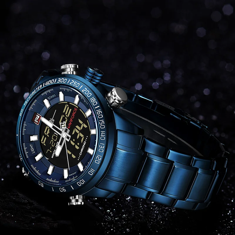 NAVIFORCE 9093 Роскошные для мужчин's Chrono спортивные часы бренд Военная Униформа