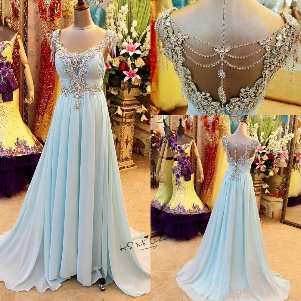 Шифоновое платье для выпускного вечера со стразами|evening dress|special occasion gownsrhinestone evening