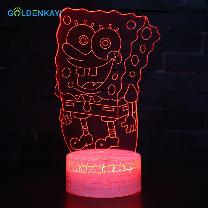 3D LED Spongebob USB ночные светильники атмосферная визуальная лампа сенсорная
