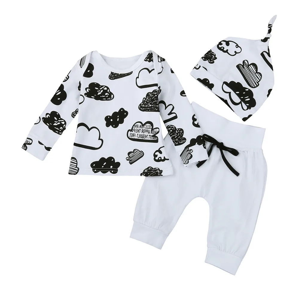 Infant clothes vetement fille girl baby clothing Cloud Print T Shirt Tops+Pants boy first birthday outfit Clothes Set girls | Детская