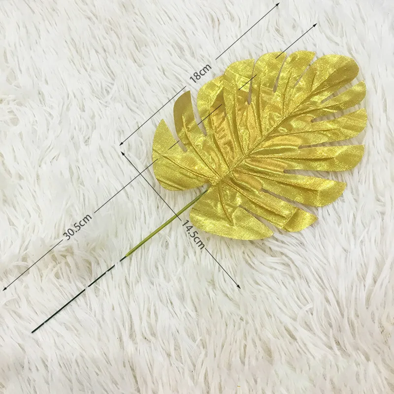 gold 18cm 1 шт. искусственные листья тропические Пальмовые Листья Имитация листьев для свадьбы Гавайские Луау тематические вечерние украшения для дома и сада - Цвет: gold 18cm
