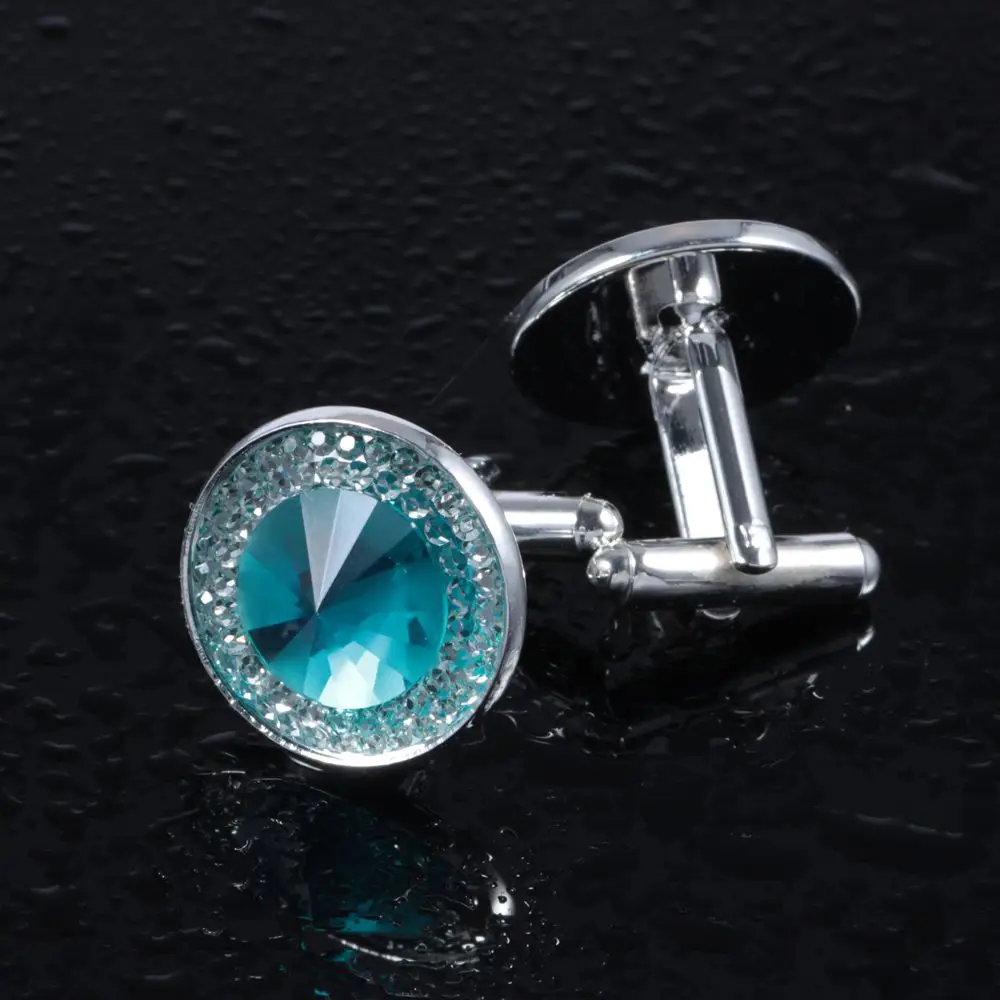 Multi Цвет Кристалл arcylic горный хрусталь запонки диаметр 18 мм Посеребренная Мода