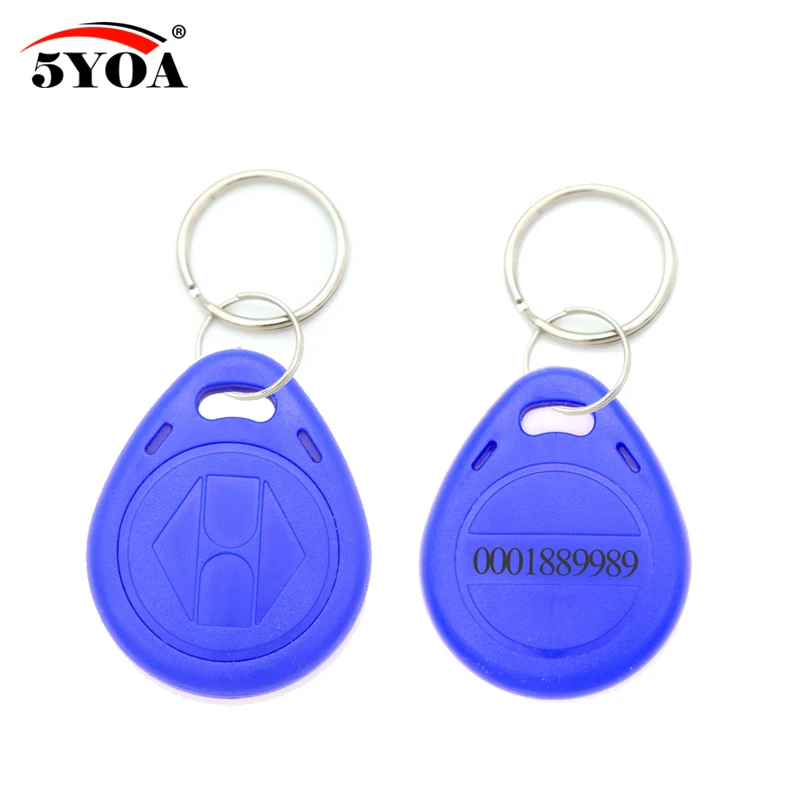 100 шт./лот синий RFID 125 кГц брелоки EM4100 кольцевые чиповые TK4100 только считывание |