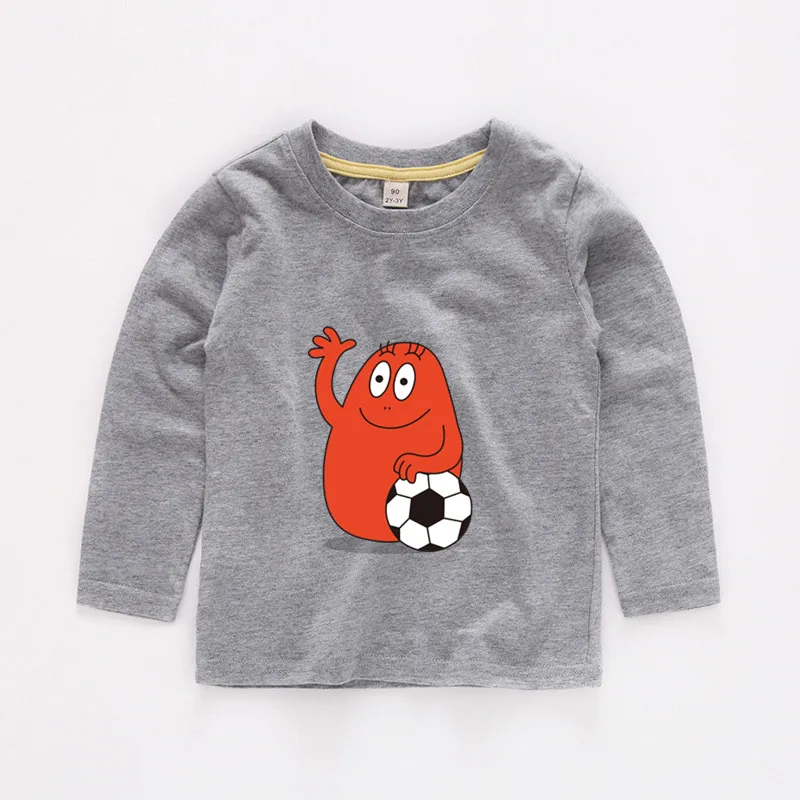 От 2 до 12 лет Детская Barbapapa для маленьких Топы для девочек Одежда для маленьких мальчиков детская одежда с длинными рукавами футболка b219