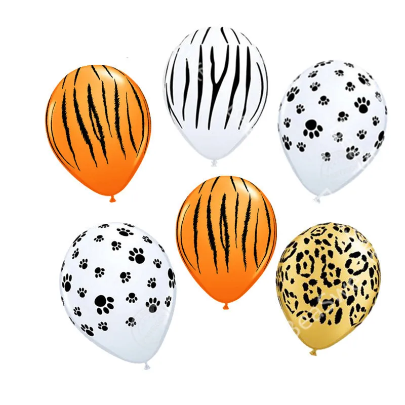 10 шт. 12-дюймовые латексные шары с животными тигровые зебры собаки леопардовые