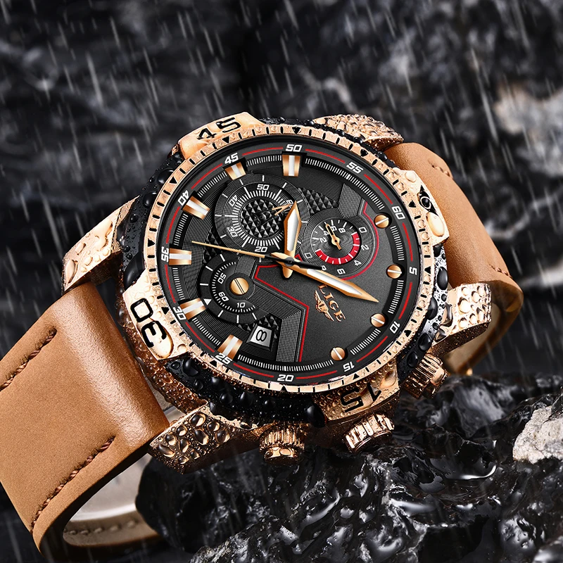 Часы наручные LIGE Мужские кварцевые роскошные Брендовые повседневные спортивные