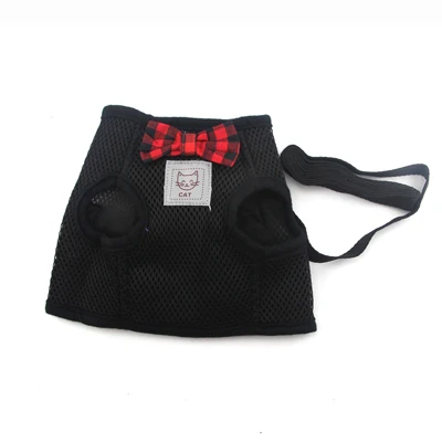 BLACK Модный сетчатый жилет для собак и кошек с бабочкой, прогулочный жилет для маленьких собак, мягкий поводок для домашних животных, набор для чихуахуа, товары для собак DOGGYZSTYL - Цвет: BLACK