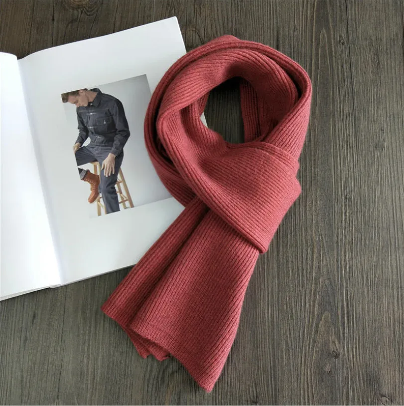 15 Deep Pink Корейский стиль, зимний женский шарф, женский зимний плотный длинный двухсторонний чистый цвет, студенческий вязаный шарф, теплый воротник - Цвет: 15 Deep Pink