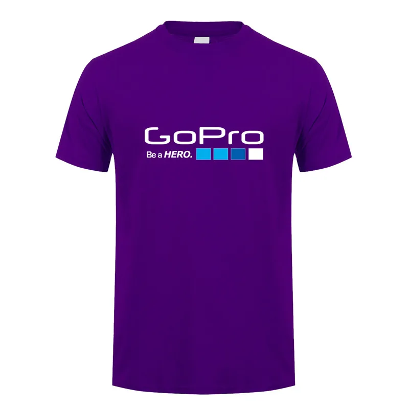 Purple Летняя футболка Go Pro GoPro, топы для мужчин, короткий рукав, хлопок, Мужская футболка be a hero, мужские футболки, DS-015 - Цвет: Purple
