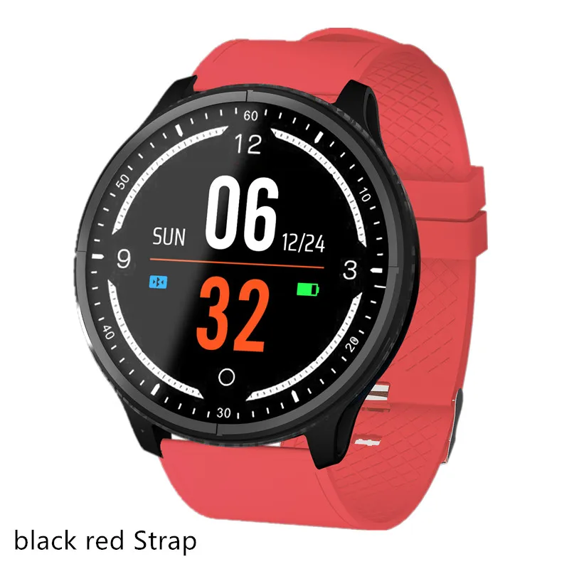black red Strap P69 Смарт-часы для мужчин, умные часы, счетчик шагов, фитнес-трекер, датчик сердечного ритма, IP68 водонепроницаемый браслет для Android IOS PK L5 - Цвет: black red Strap